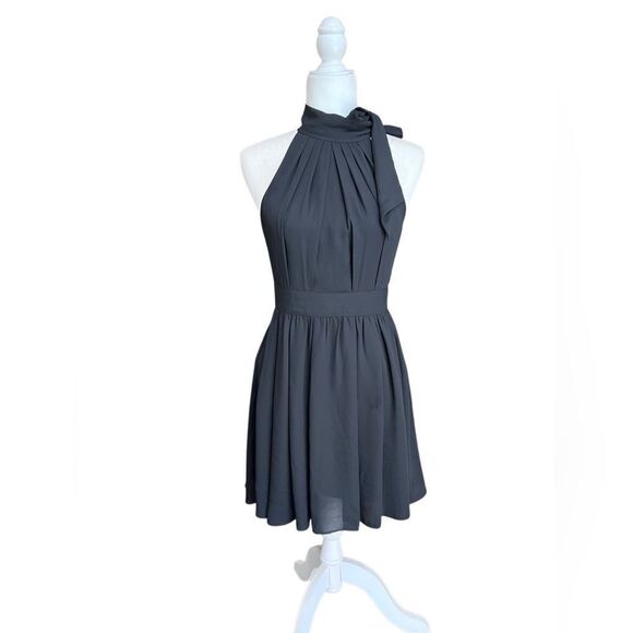 Express Black halter Tie neck chiffon Dress Size 4 - Picture 2 of 12